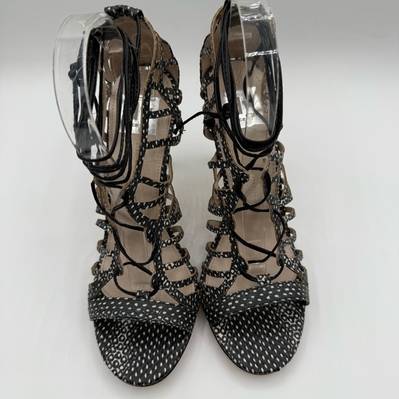 Dolce Vita Tessah Black & White Leather Lace-Up Heels Size 9.5 - Picture 2 of 14